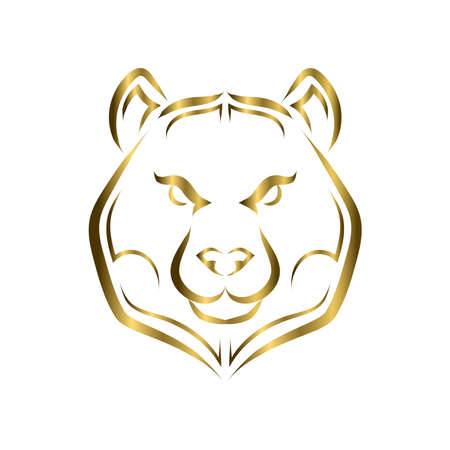 gold line art of bear head. Good use for symbol, mascot, icon, avatar, tattoo, T Shirt design, logo or any design you want.のイラスト素材