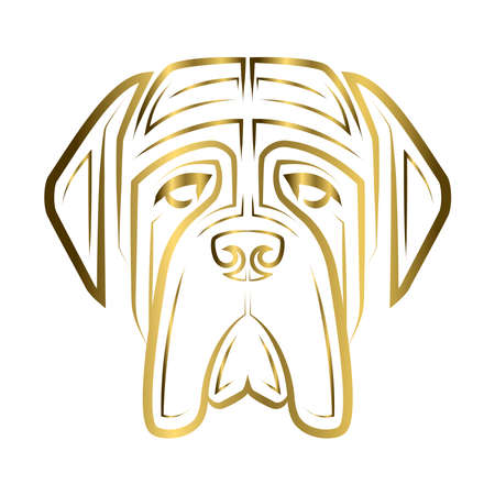 gold line art of English Mastiff dog head. Good use for symbol, mascot, icon, avatar, tattoo, T Shirt design, logo or any design you want.のイラスト素材