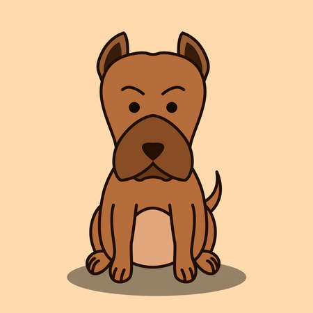 Cute Cartoon Vector Illustration of a brown pitbull dog.のイラスト素材