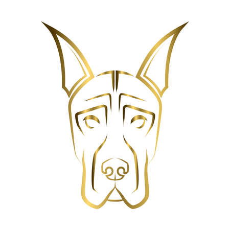 gold line art of Great Dane dog head. Good use for symbol, mascot, icon, avatar, tattoo, T Shirt design, logo or any design you want.のイラスト素材