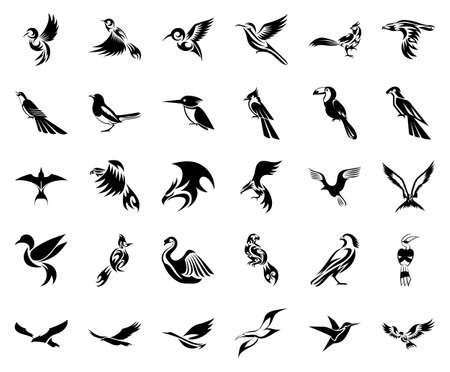 solid icon set of birdのイラスト素材