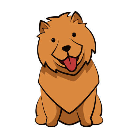 chow chow dog cute cartoon flat designのイラスト素材