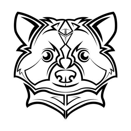 Black and white line art of raccoon head. Good use for symbol, mascot, icon, avatar, tattoo,T-Shirt design, logo or any design.のイラスト素材