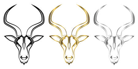 Line art vector of impala head Suitable for use as decoration or logo Line art vector of springbok head Suitable for use as decoration or logoのイラスト素材