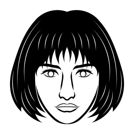 line art drawing of vintage woman face. Good use for symbol, icon, avatar, tattoo, T Shirt design, logo or any designのイラスト素材