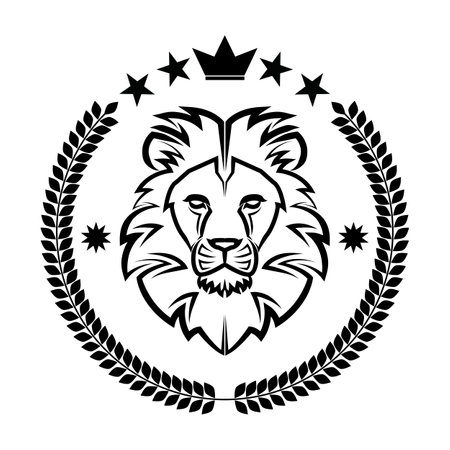 lion king vintage logo line artのイラスト素材