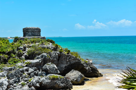 The famous Mayan ruin in Tulum directly on the Caribbean