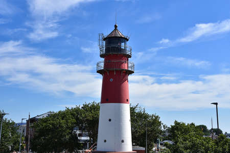 BÃSUM, GERMANY June 25, 2020 The lighthouse in the port of the city of BÃ¼sumのeditorial素材