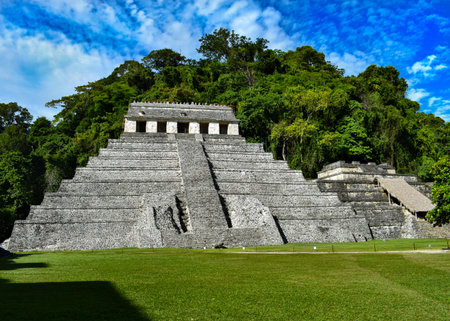 The Mayan pyramid of Palenque in the middle of the jungle