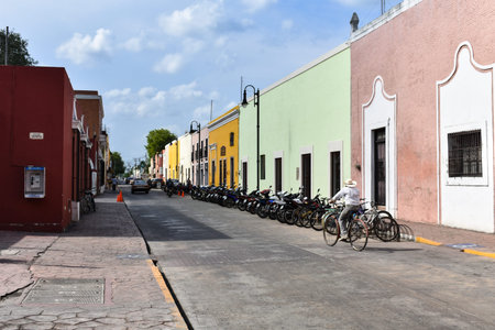 VALLADOLID, MEXICO 30 May, 2018 A street of colonial houses in Valladolid