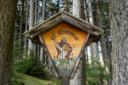 Monument to St. Ambrose the patron saint of bees and beekeepersの写真素材