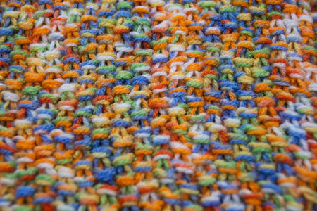 The structure of a colorful knitted scarf