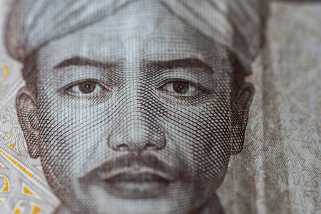 Close-up view of a banknote. Selective focus.
