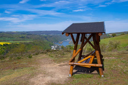 The distant view swing with a great view of the Rhineの写真素材