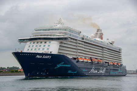 WarnemÃ¼nde, Germany 23 June 2021, The "TUI" cruise ship laying out from the port of Rostock WarnemÃ¼ndeのeditorial素材