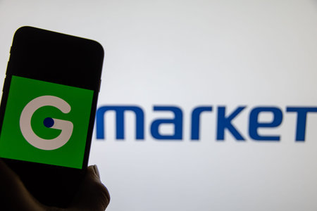Rheinbach, Germany 25 March 2022, The brand logo of the South Korean company Gmarket on the display...