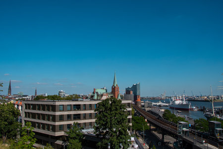 Hamburg, Germany 22 June 2022, Panorama of the Hanseatic City of Hamburgのeditorial素材