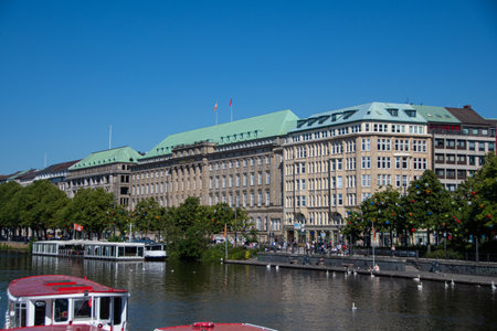 Hamburg, Germany 23 June 2022, The Binnenalster in the center of Hamburgのeditorial素材