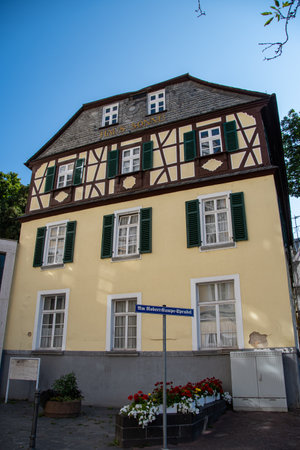 Bad Ems, Germany 24 July 2022, The facade of an old house in Bad Emsのeditorial素材