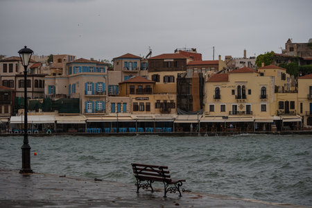 Chania, Greece 19 May 2022, The old Venetian port of Chania in choppy watersのeditorial素材