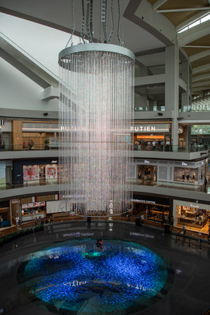Singapore, Singapore 30 August 2022, The huge shopping center of Singapore "The Shoppes at Marina Bay Sands" from the insideのeditorial素材
