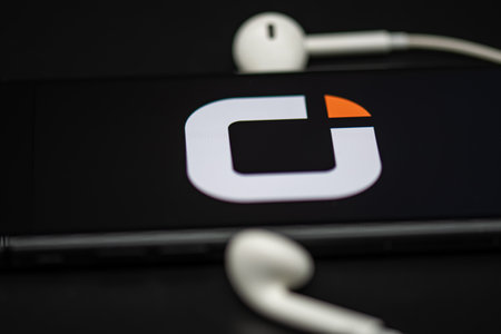 Rheinbach, Germany 20 June 2023, The brand logo of the mobile operator "Otelo" on the display of a smartphone (focus on the brand logo)のeditorial素材