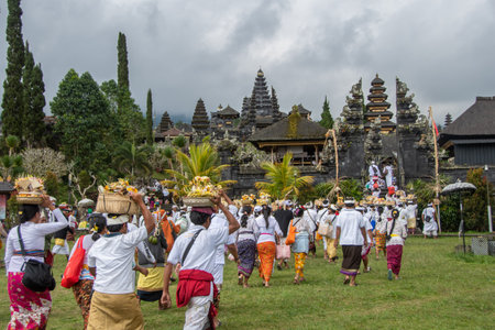 Bali, Indonesia September 5, 2022, Devout Hindus on their way to the "Besakih Temple" in Baliのeditorial素材