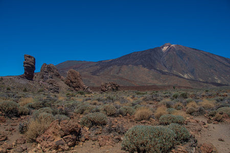The Roques de GarcÃ­a rock formation below the volcano Teideの写真素材