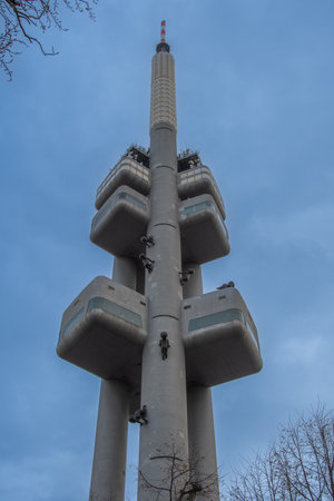 The Prague TV tower from belowの写真素材
