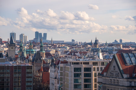 A panoramic view of Prague from Letna Parkの写真素材