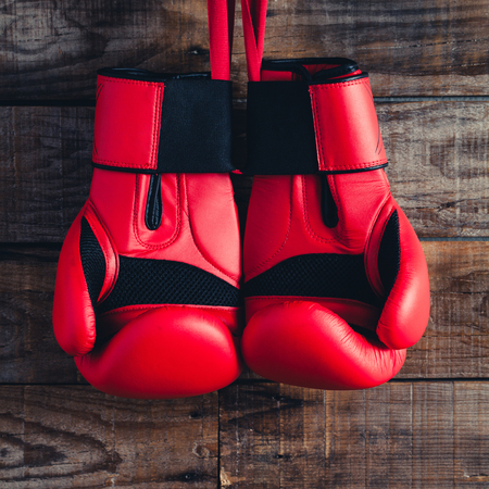 Pair of red boxing gloves.の写真素材