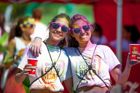 MALAGA, SPAIN - JUNE 4, 2017: Unidentified people enjoying the Unicaja Color Road on June 4, 2017 in Malaga, Spain.のeditorial素材