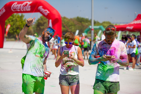 MALAGA, SPAIN - JUNE 4, 2017: Unidentified people enjoying the Unicaja Color Road on June 4, 2017 in Malaga, Spain.のeditorial素材