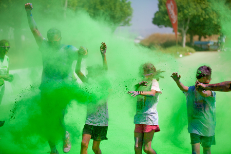 MALAGA, SPAIN - JUNE 4, 2017: Unidentified people enjoying the Unicaja Color Road on June 4, 2017 in Malaga, Spain.のeditorial素材