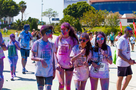 MALAGA, SPAIN - JUNE 4, 2017: Unidentified people enjoying the Unicaja Color Road on June 4, 2017 in Malaga, Spain.のeditorial素材