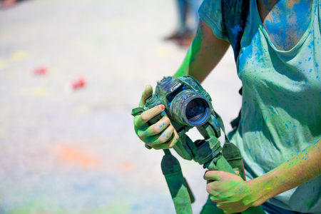 MALAGA, SPAIN - JUNE 4, 2017: Unidentified people enjoying the Unicaja Color Road on June 4, 2017 in Malaga, Spain.のeditorial素材