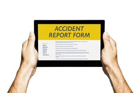 Accident report form in a tablet screen.の写真素材