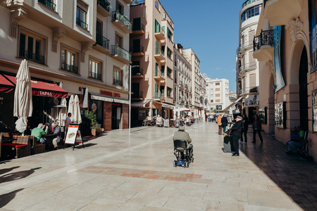 MALAGA, SPAIN - DECEMBER 5th, 2017: View of Alcazabilla street in Malaga city center on December 5th, 2017.のeditorial素材