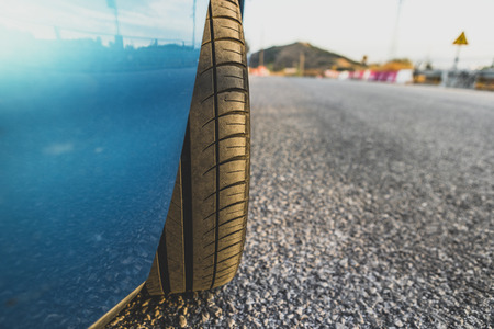 Detail of car tyre with mid usage.の写真素材