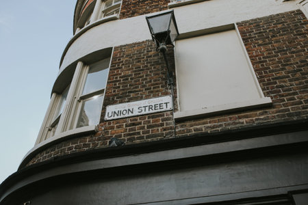 BRIGHTON, ENGLAND - October 24th, 2018: Union street board and facade in Brighton city center, England.のeditorial素材