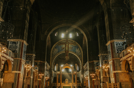 Westminster cathedral inside view, with sun light entering through windows.のeditorial素材