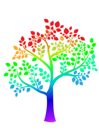 Image colored tree on a white background. sheet too colorfulのイラスト素材