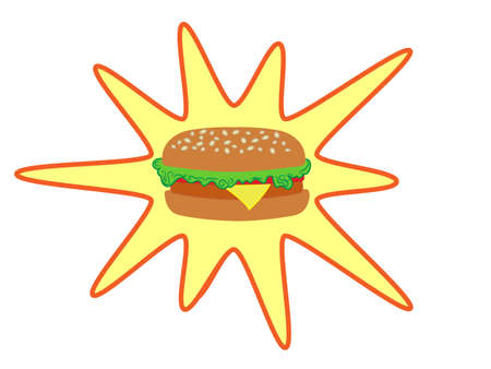 Image of a sandwich consisting of bread, lettuce, cheese and meatballsのイラスト素材
