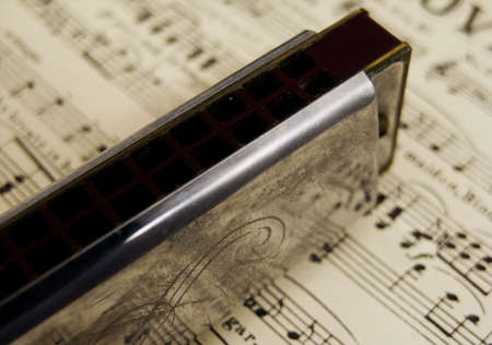 harmonica on musicの写真素材