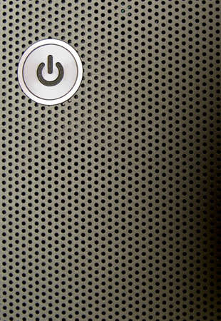 close-up of apower on buttonの写真素材