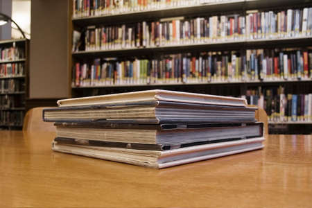  libaray books on tableの写真素材