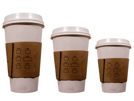  three isolated coffee cupsの写真素材