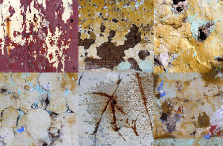 a collection of six grimy grungy wallsの写真素材