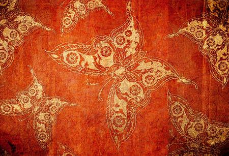 old wallpaper with butterflysの写真素材