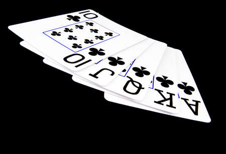 royal flush on blackの写真素材